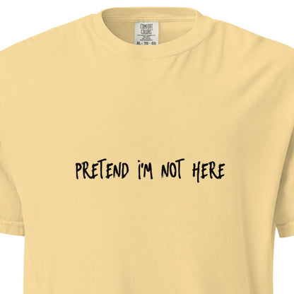Unisex garment-dyed heavyweight T-shirt by wayward.biz in butter color, front view showing soft fabric and relaxed fit.