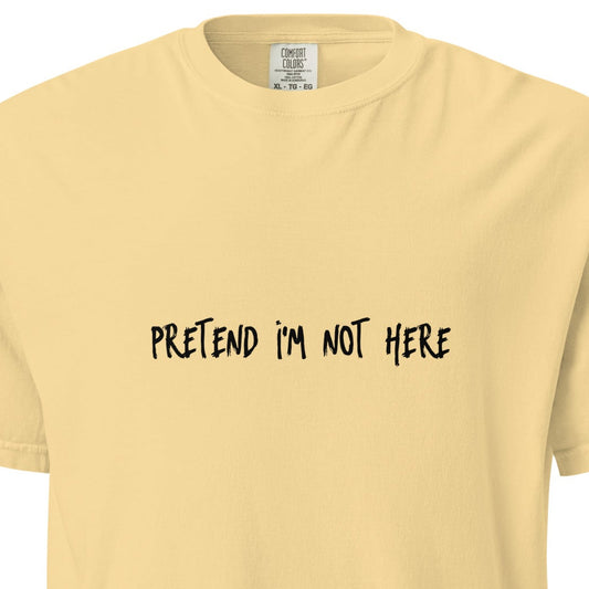 Unisex garment-dyed heavyweight T-shirt by wayward.biz in butter color, front view showing soft fabric and relaxed fit.