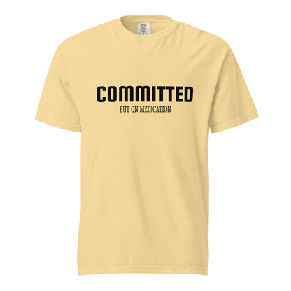 Unisex garment-dyed heavyweight T-shirt by Wayward.biz, in butter color, showing front view with casual fit and soft fabric texture.
