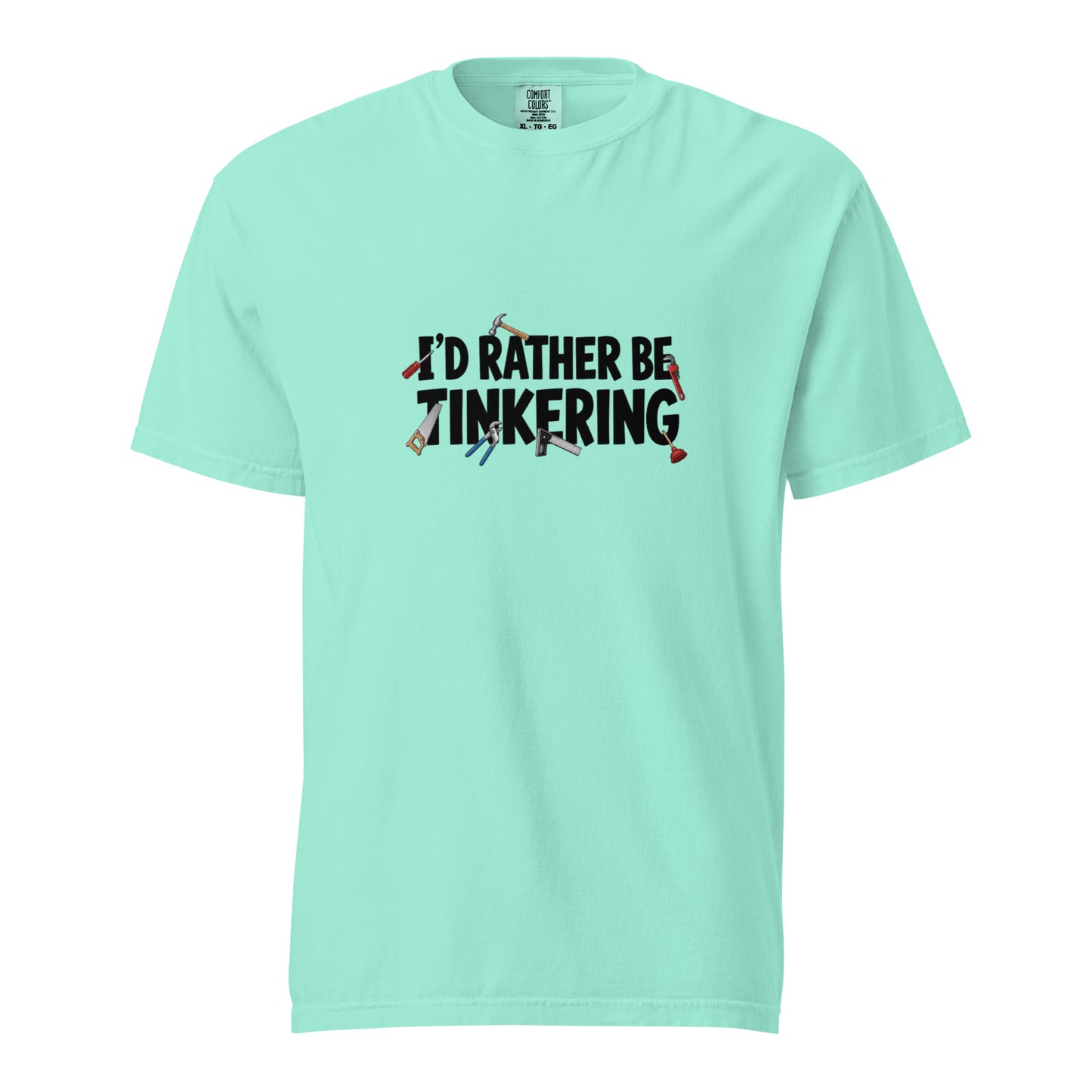 Unisex garment-dyed heavyweight T-shirt in chalky mint color featuring a front view, from wayward.biz.