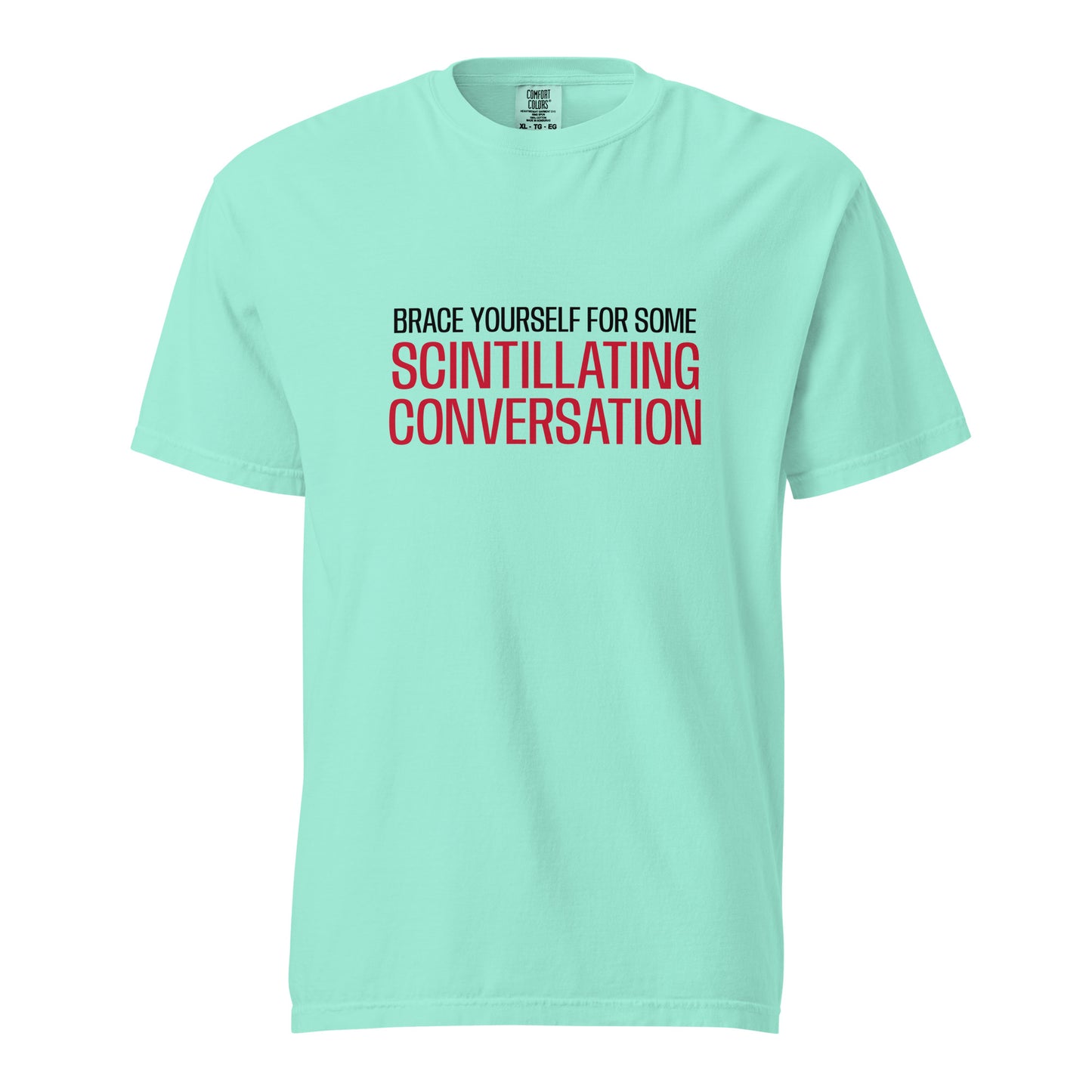 Unisex garment-dyed heavyweight T-shirt in chalky mint from wayward.biz, front view showing soft fabric and relaxed fit.