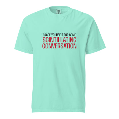 Unisex garment-dyed heavyweight T-shirt in chalky mint from wayward.biz, front view showing soft fabric and relaxed fit.
