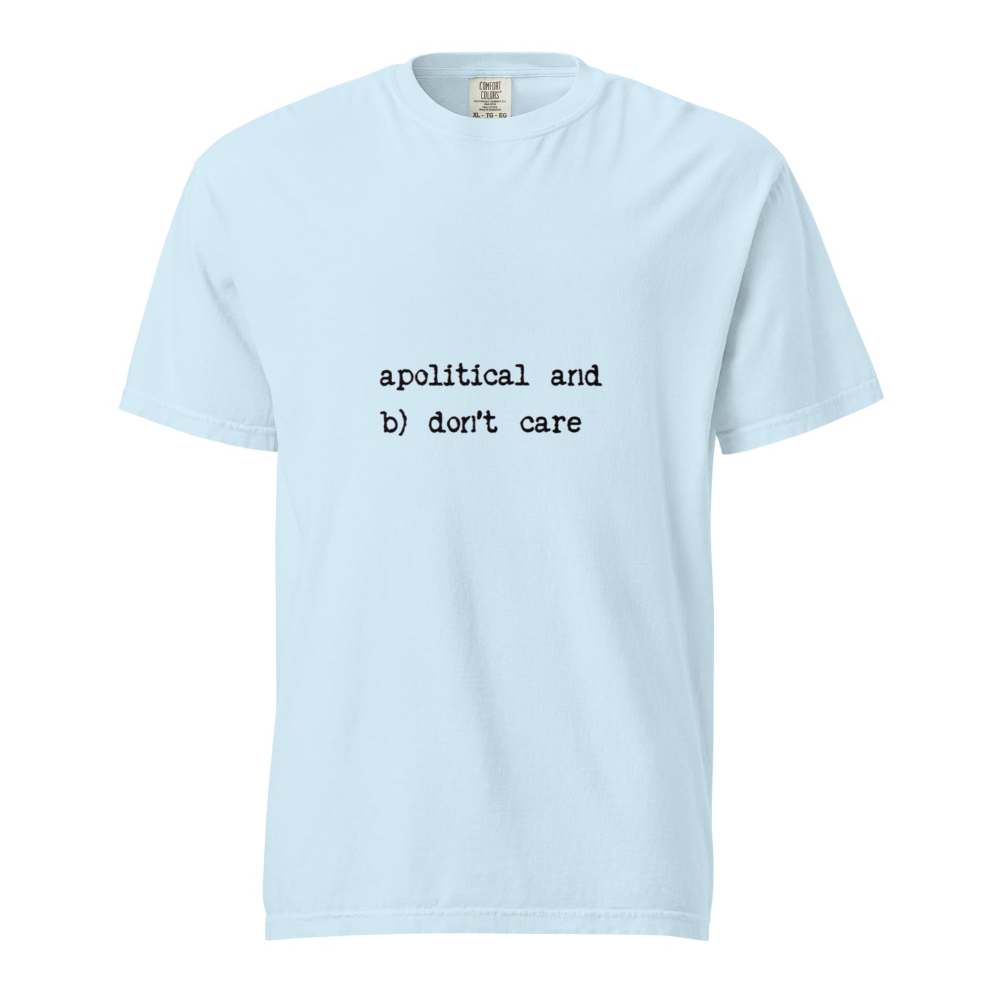 Unisex garment-dyed heavyweight chambray T-shirt by wayward.biz, front view showing soft fabric and classic fit.