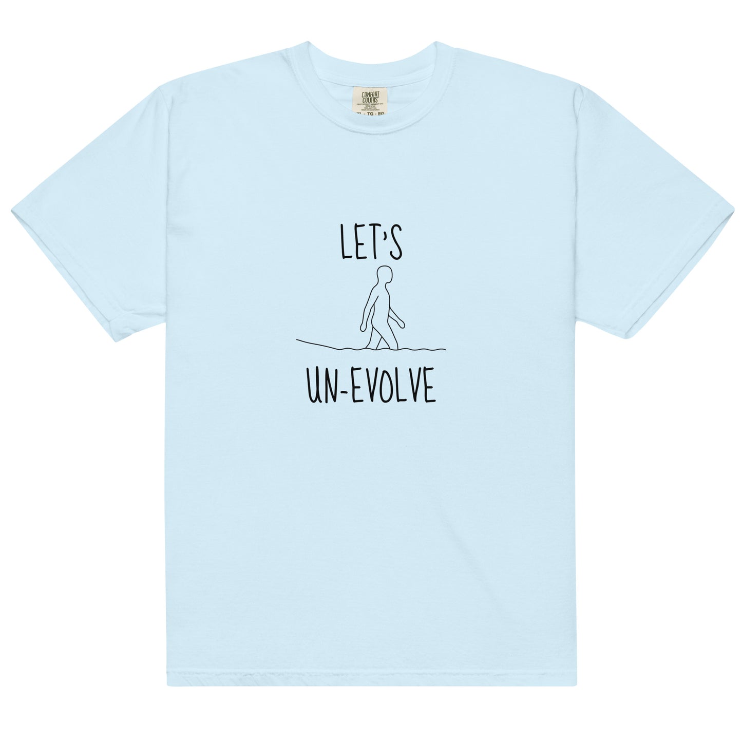 Unisex garment-dyed heavyweight chambray T-shirt by wayward.biz, front view showing soft fabric and classic fit.