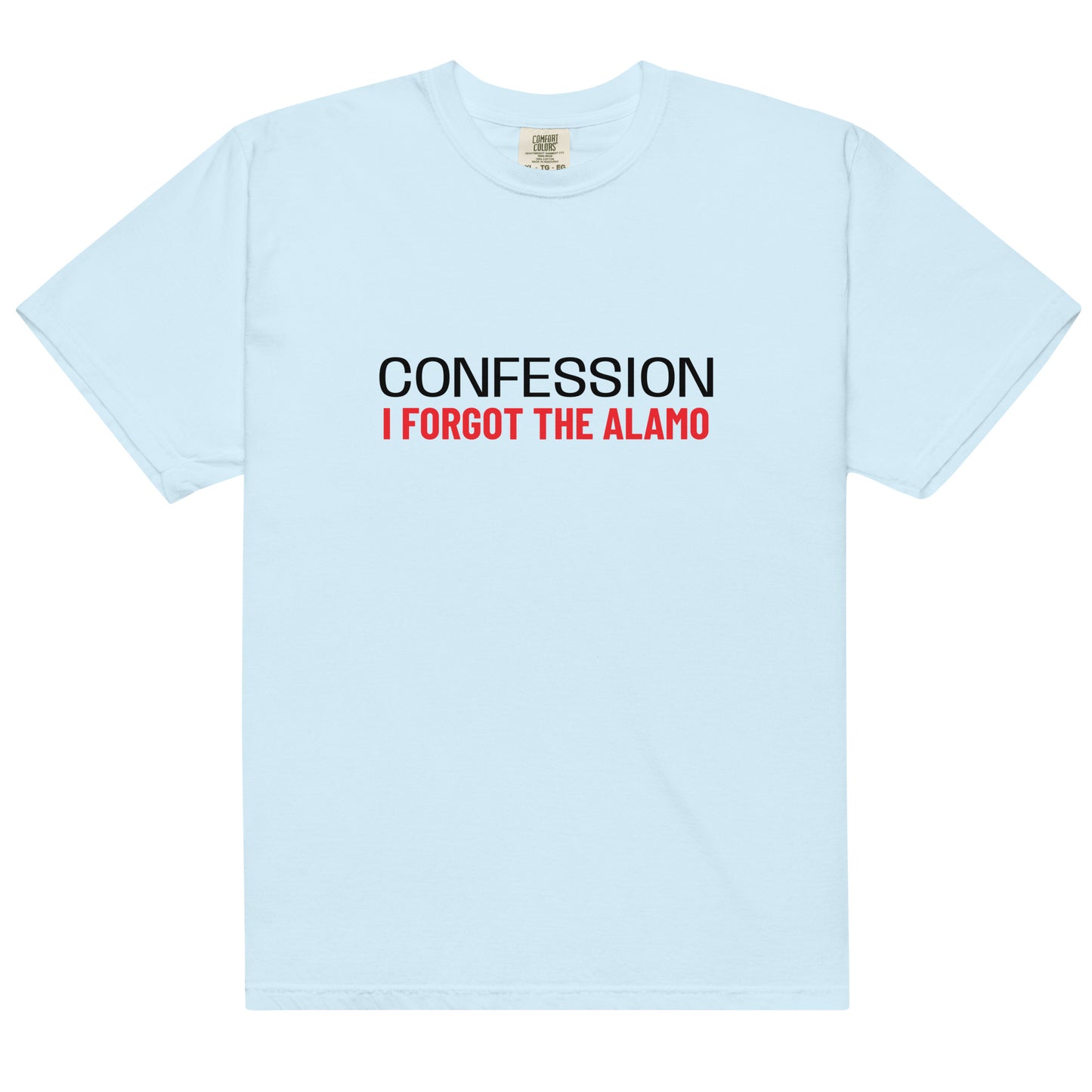 Unisex garment-dyed heavyweight T-shirt by Wayward.biz in chambray, front view showing soft fabric and casual fit.