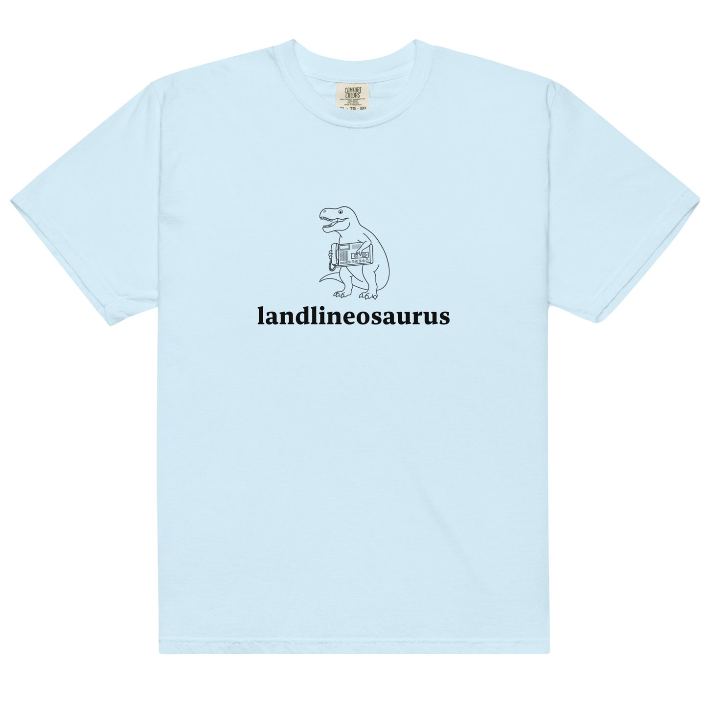 Unisex garment-dyed heavyweight T-shirt by wayward.biz in chambray fabric with a front view.