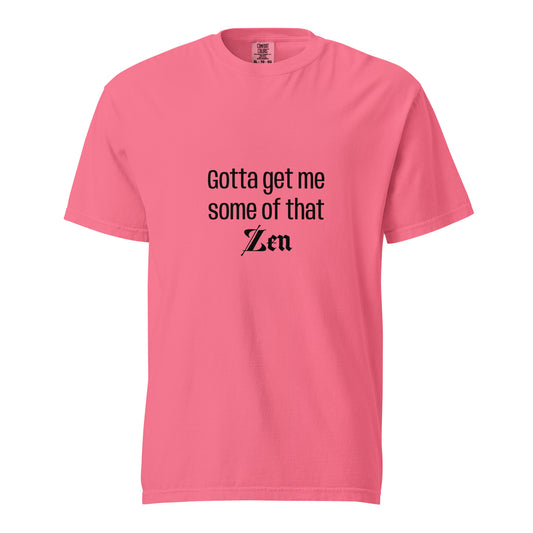 Unisex Zen heavyweight garment-dyed T-shirt by wayward.biz in crunchberry color, front view showing soft fabric and relaxed fit.