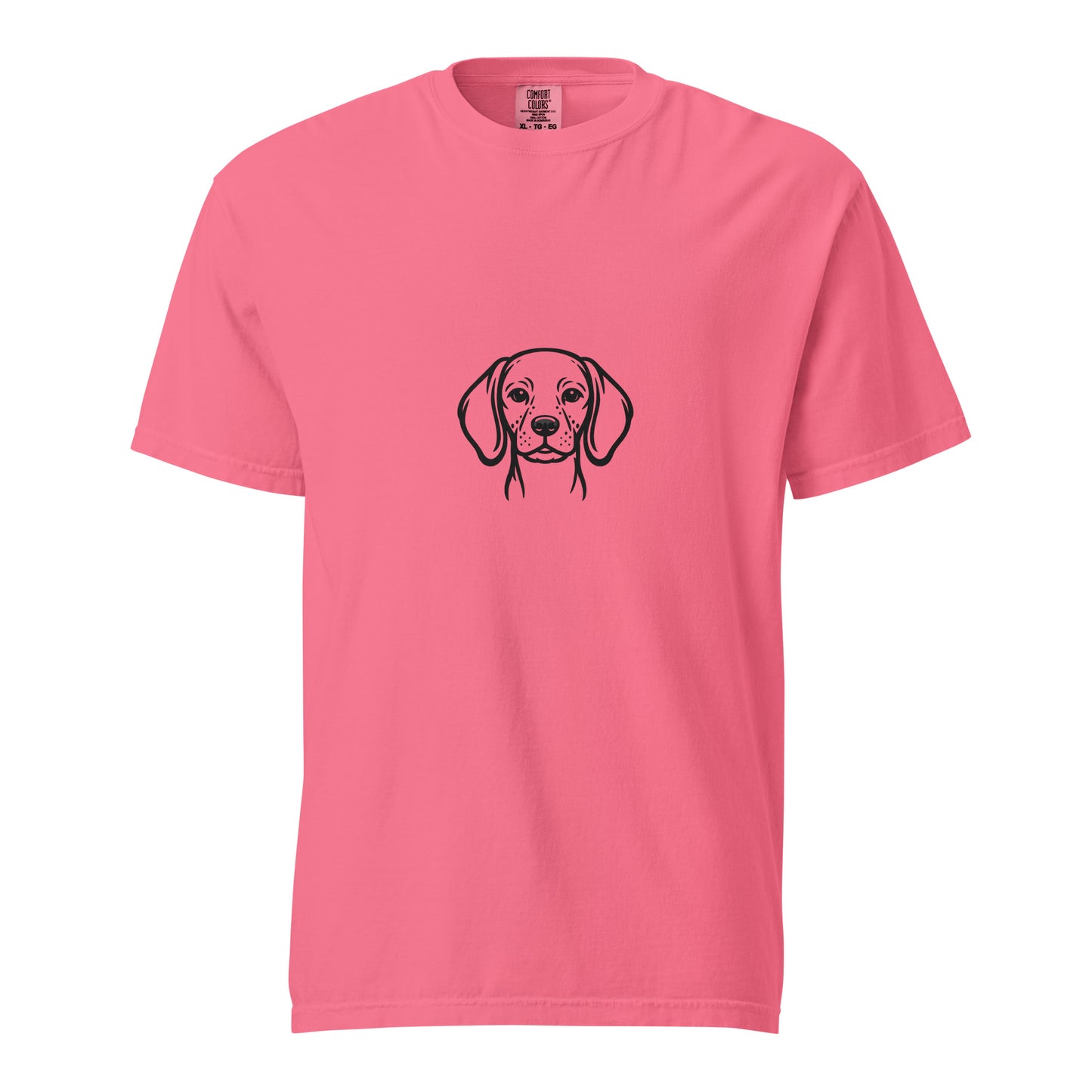 Unisex German Shorthaired Pointer graphic T-shirt in heavyweight garment-dyed fabric, front view, in crunchberry color.