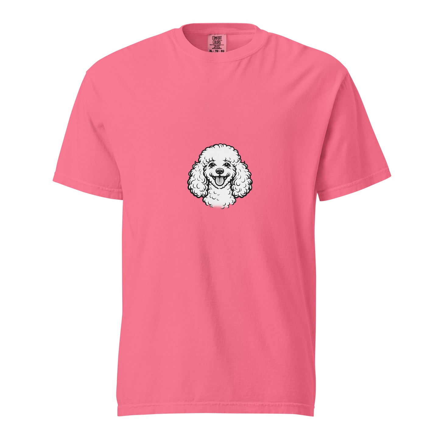 Unisex garment-dyed heavyweight Poodle T-shirt in crunchberry color, featuring a casual fit and soft cotton fabric.