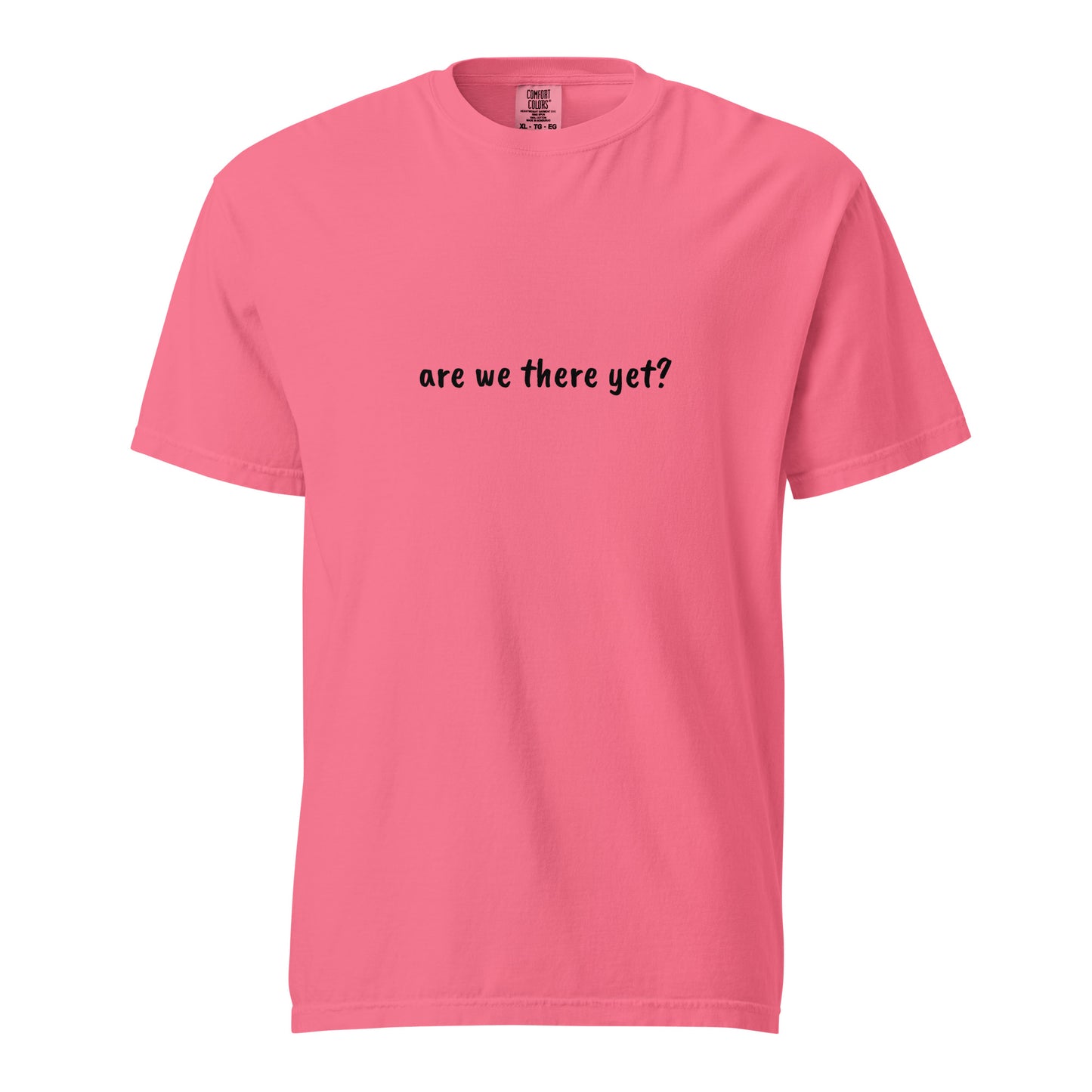 Wayward.biz unisex garment-dyed heavyweight T-shirt in light crunchberry color, front view showing soft fabric and relaxed fit.