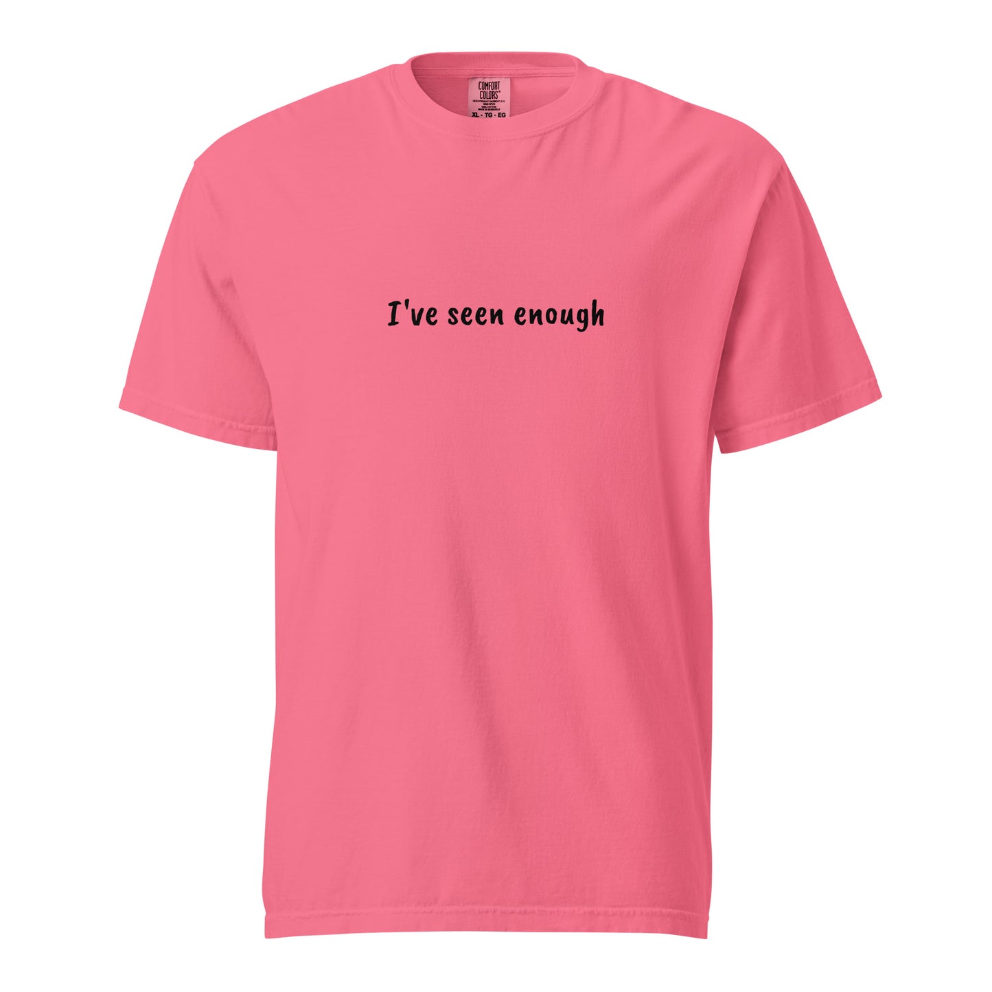 Unisex garment-dyed heavyweight T-shirt by wayward.biz in crunchberry color, front view showing soft, durable fabric.