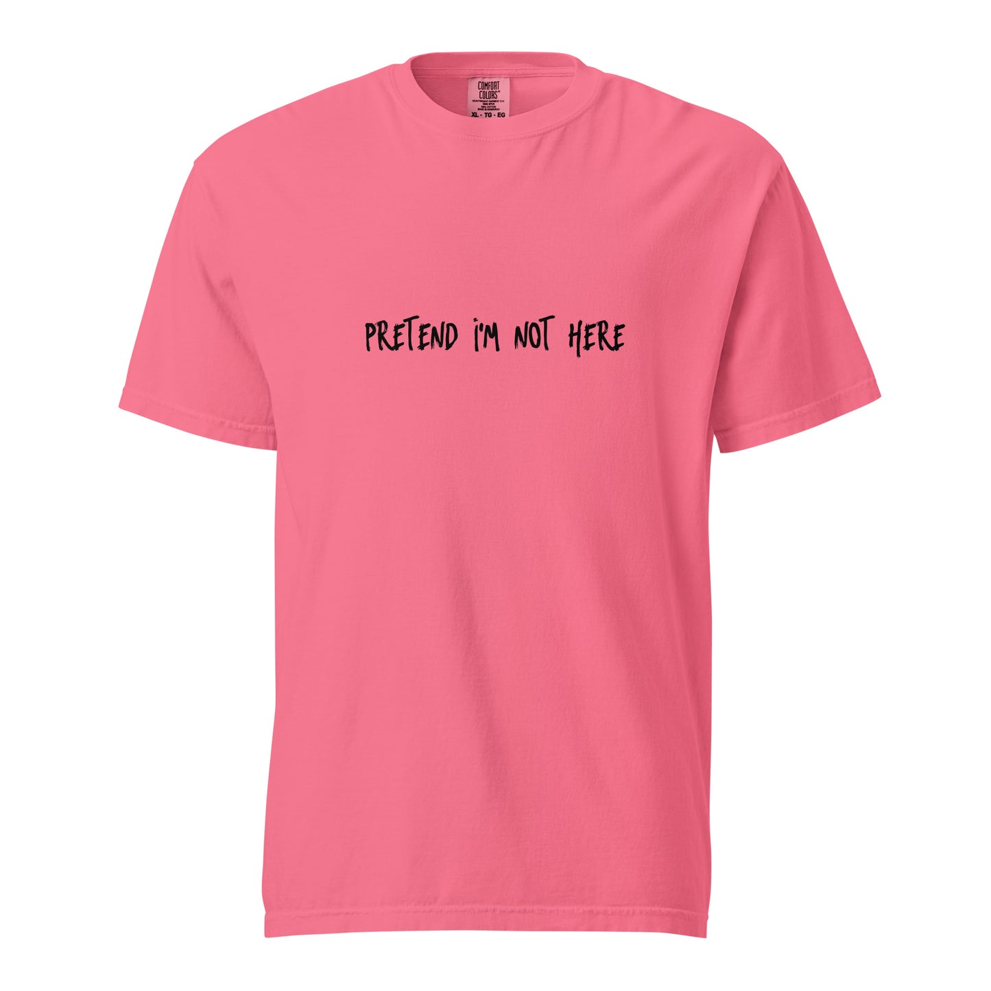 Unisex garment-dyed heavyweight T-shirt by wayward.biz in crunchberry color, front view showing soft fabric texture.