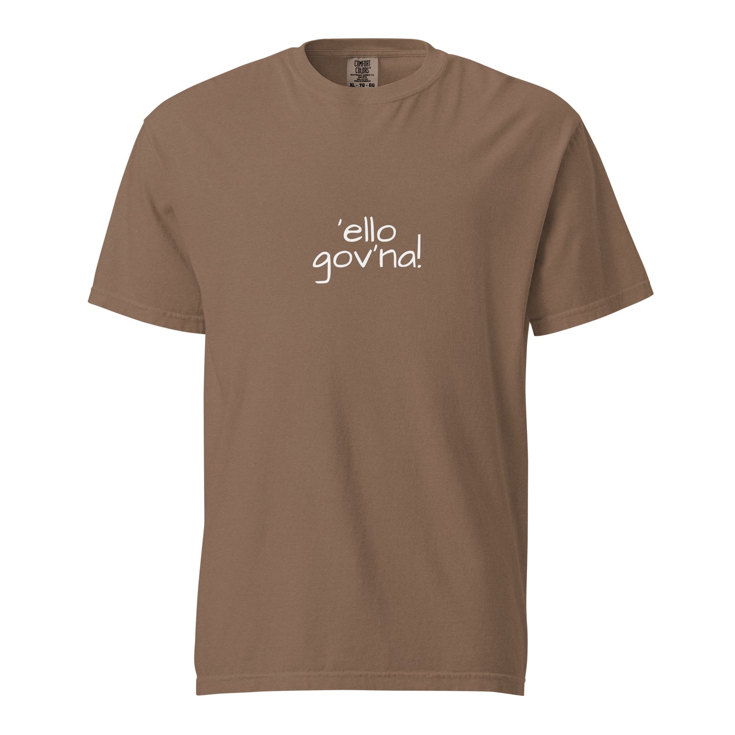 Wayward.biz unisex garment-dyed heavyweight T-shirt in espresso color, front view showing soft fabric and classic fit