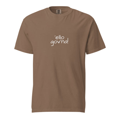 Wayward.biz unisex garment-dyed heavyweight T-shirt in espresso color, front view showing soft fabric and classic fit
