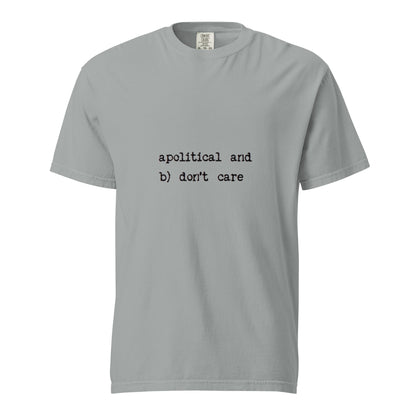 Unisex garment-dyed heavyweight T-shirt in granite color by wayward.biz, front view showing soft fabric and classic fit.