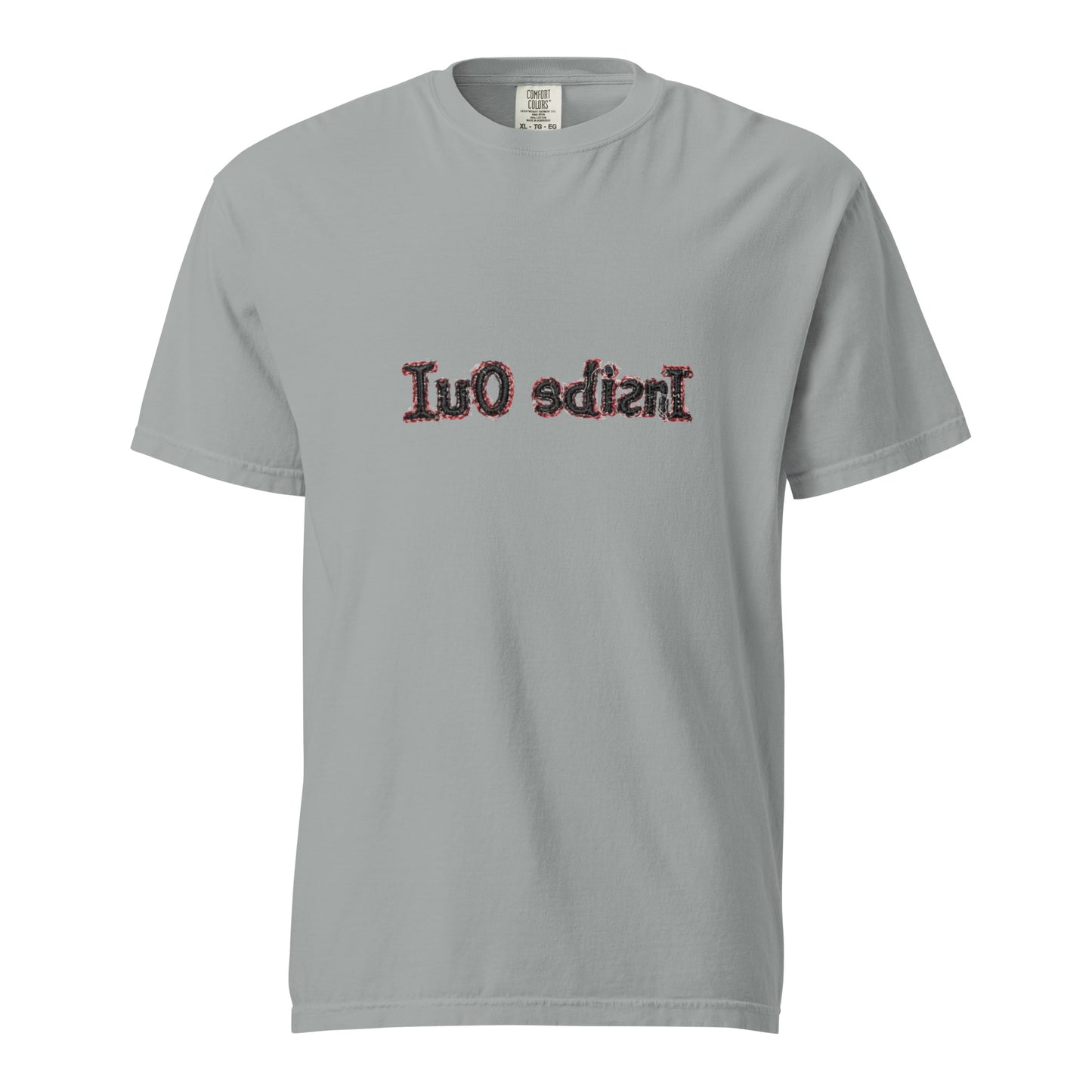 Unisex "Inside Out" garment-dyed heavyweight T-shirt by wayward.biz in granite color, front view showing soft fabric and casual fit.