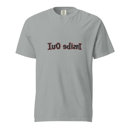 Unisex "Inside Out" garment-dyed heavyweight T-shirt by wayward.biz in granite color, front view showing soft fabric and casual fit.