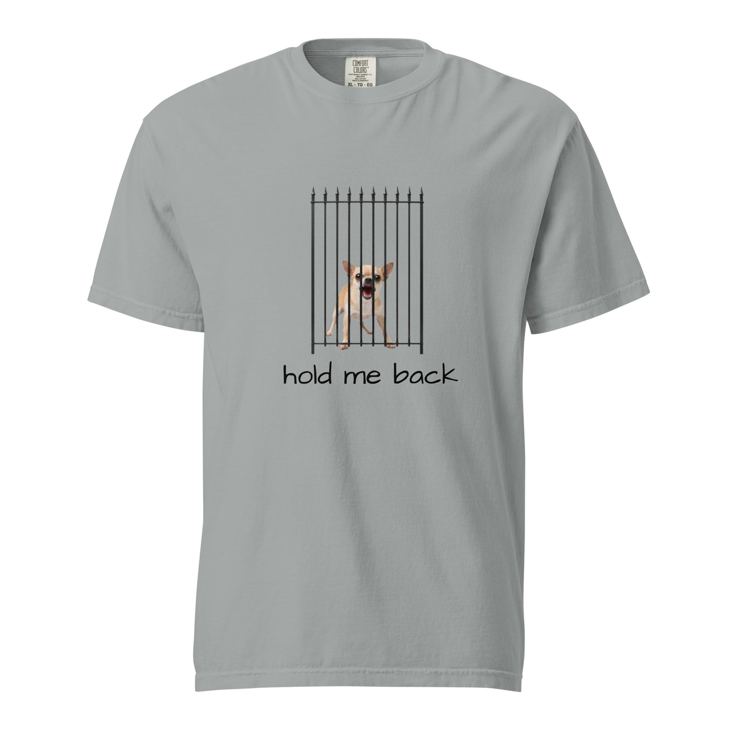 Unisex garment-dyed heavyweight T-shirt in granite color featuring a simple front design by Wayward.biz