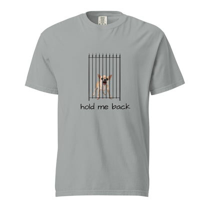Unisex garment-dyed heavyweight T-shirt in granite color featuring a simple front design by Wayward.biz