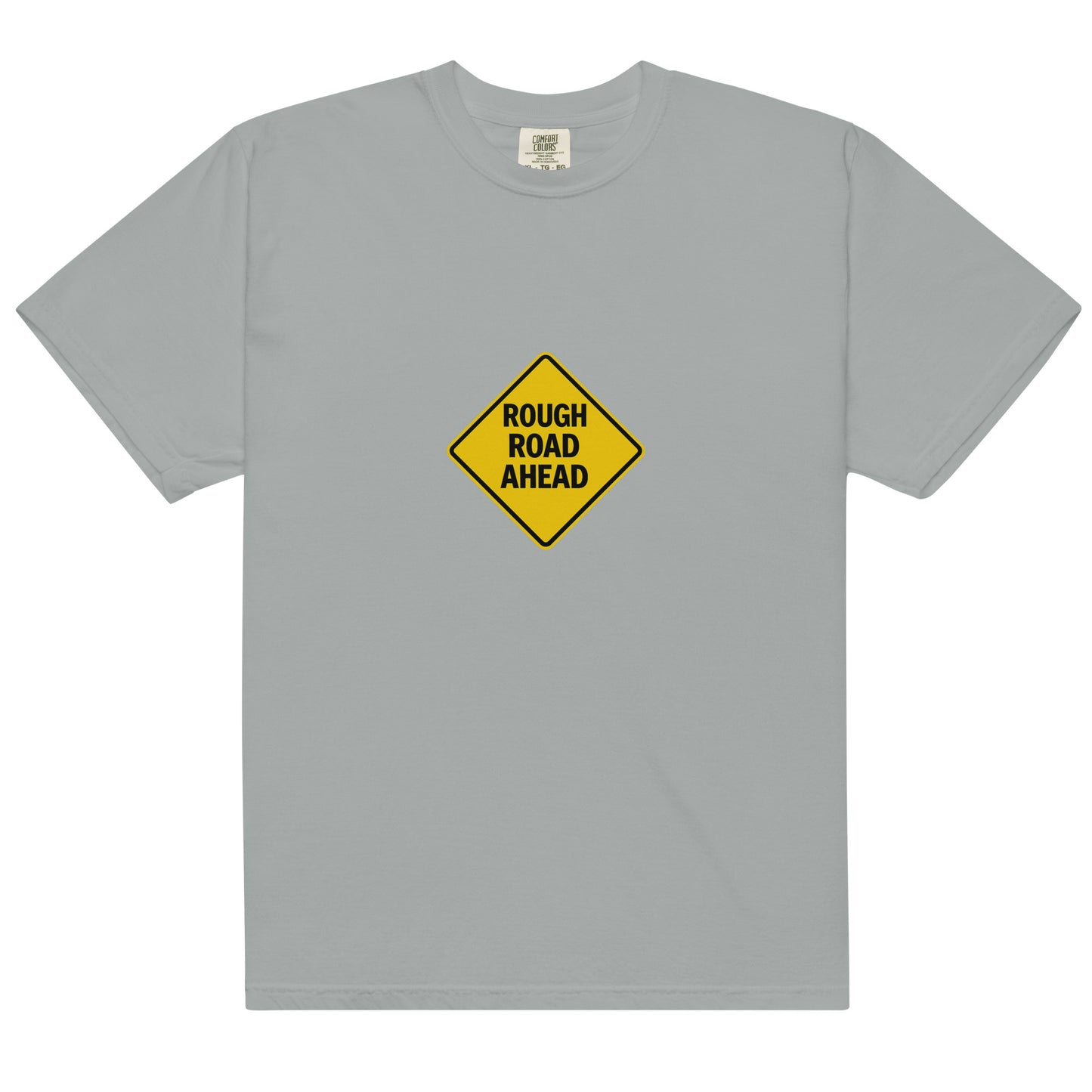 Unisex garment-dyed heavyweight T-shirt in granite color with front design, by wayward.biz, casual streetwear style.