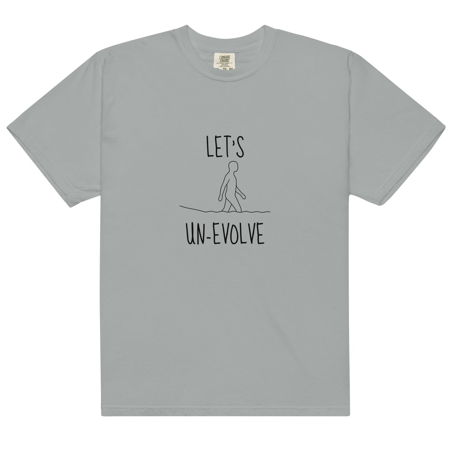 Unisex garment-dyed heavyweight T-shirt by wayward.biz in granite color, front view showing soft fabric and classic fit.