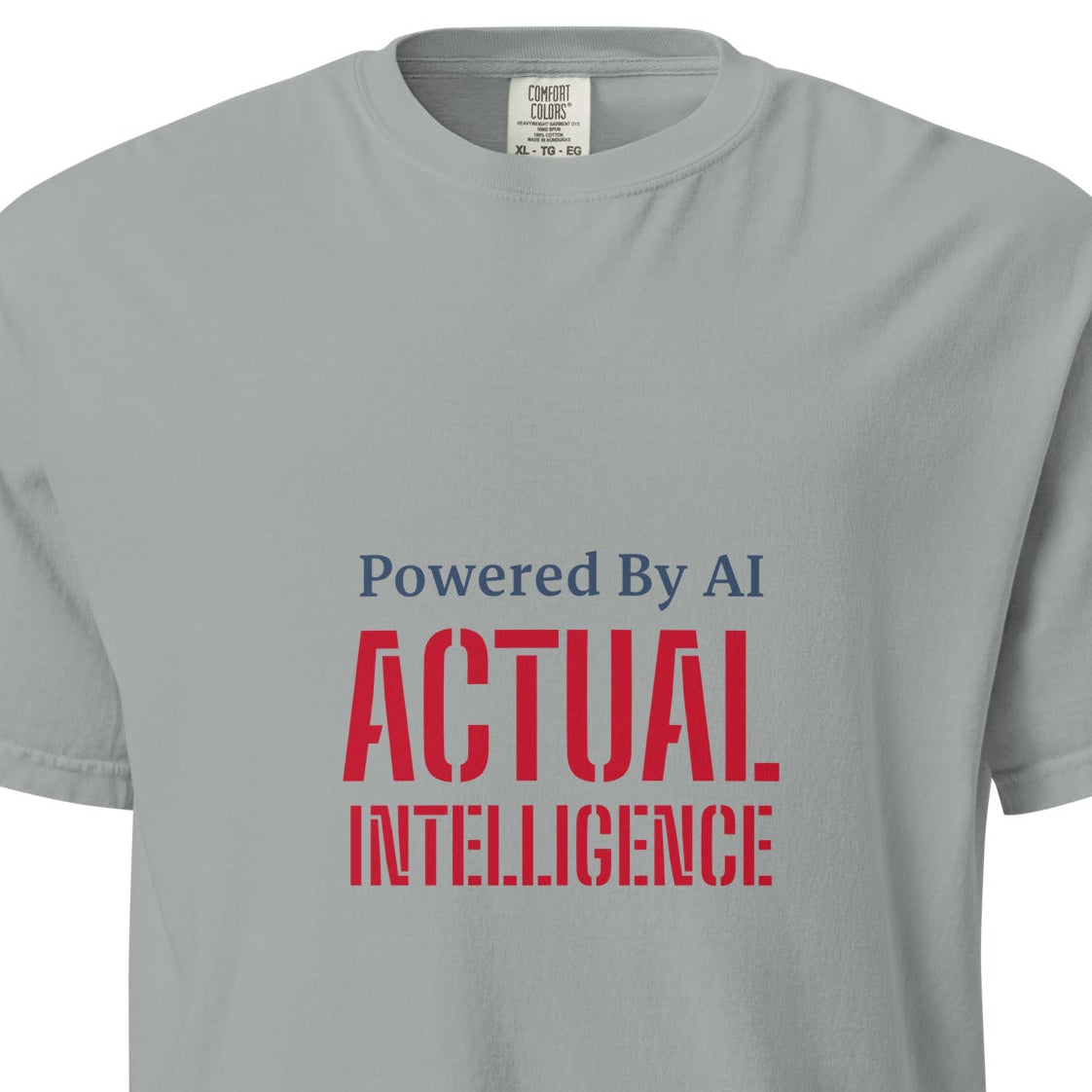 Unisex garment-dyed heavyweight AI-powered T-shirt in granite color, featuring a casual front view and durable fabric.