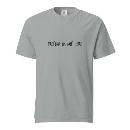 Unisex garment-dyed heavyweight T-shirt by wayward.biz in granite color, front view showing soft fabric and relaxed fit.