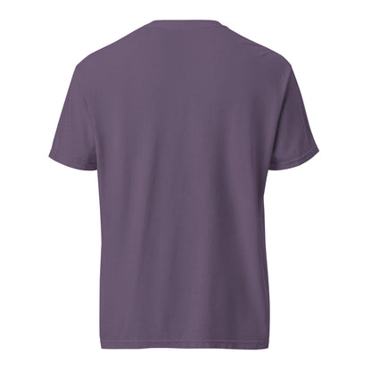 Unisex heavyweight T-shirt from wayward.biz in grape color, featuring a garment-dyed, soft, durable fabric with a relaxed fit.