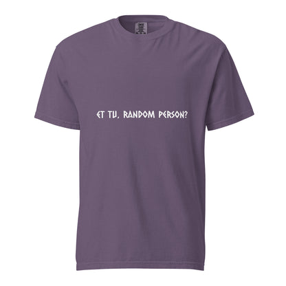 Unisex garment-dyed heavyweight T-shirt in dark grape color, featuring a front view with a relaxed fit and soft fabric texture.