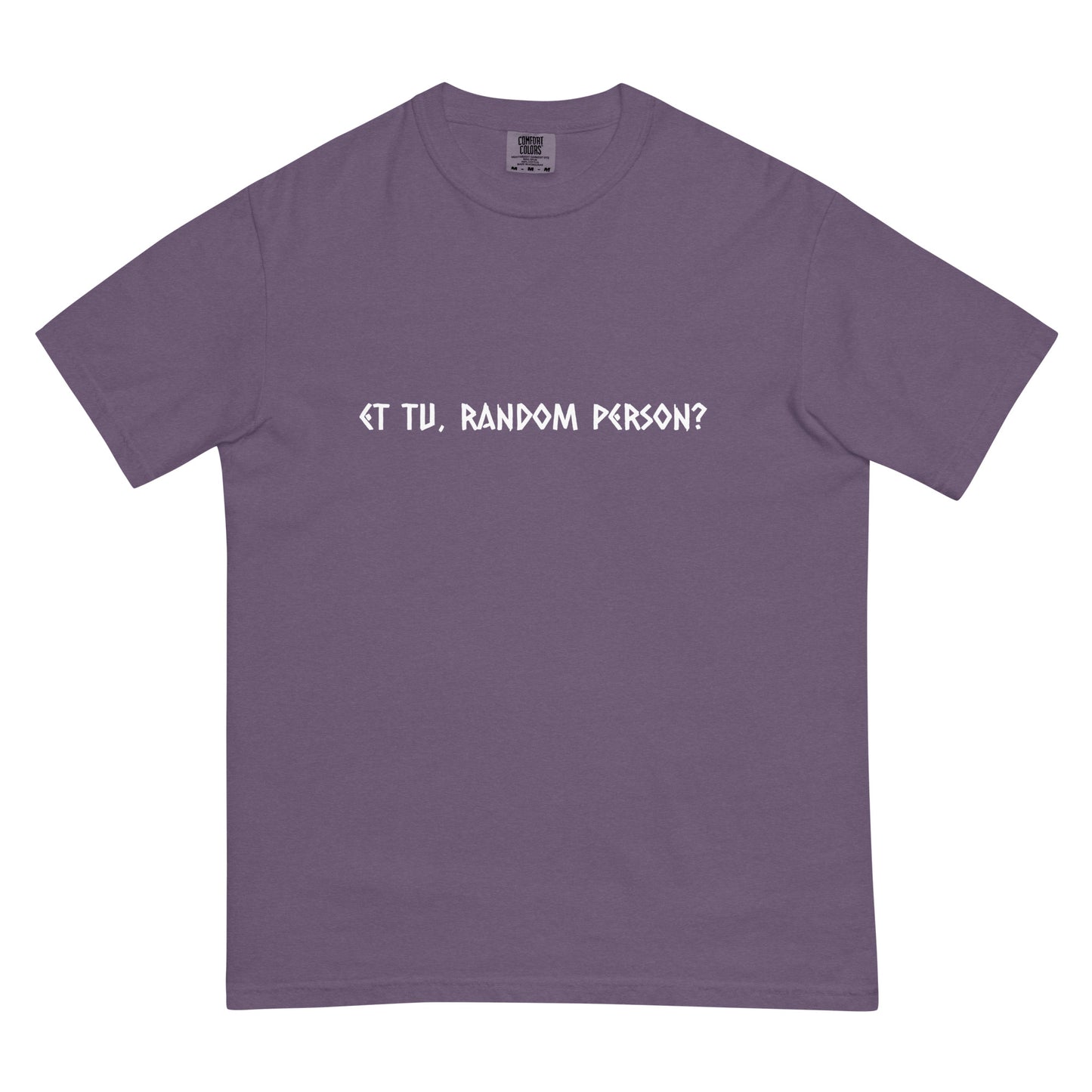 Unisex garment-dyed heavyweight T-shirt in dark grape color, featuring a simple front design by wayward.biz.