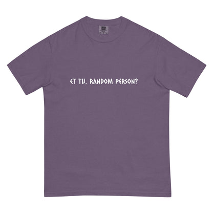 Unisex garment-dyed heavyweight T-shirt in dark grape color, featuring a simple front design by wayward.biz.