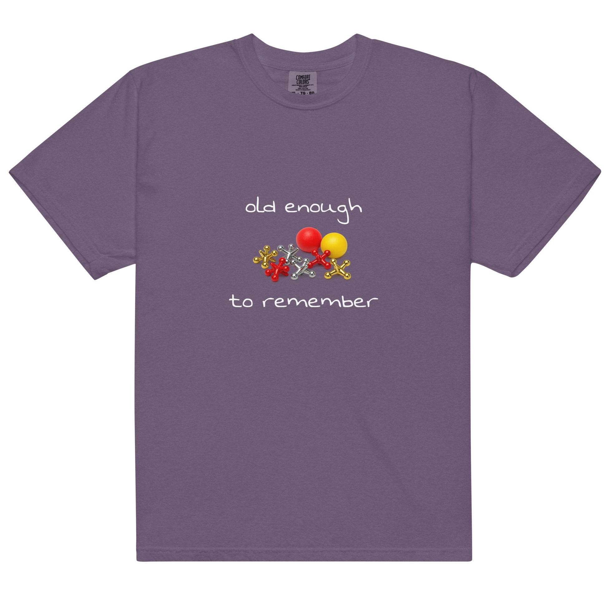 Unisex heavyweight T-shirt by wayward.biz, garment-dyed in grape color with front design, perfect for casual wear.
