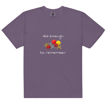 Unisex heavyweight T-shirt by wayward.biz, garment-dyed in grape color with front design, perfect for casual wear.