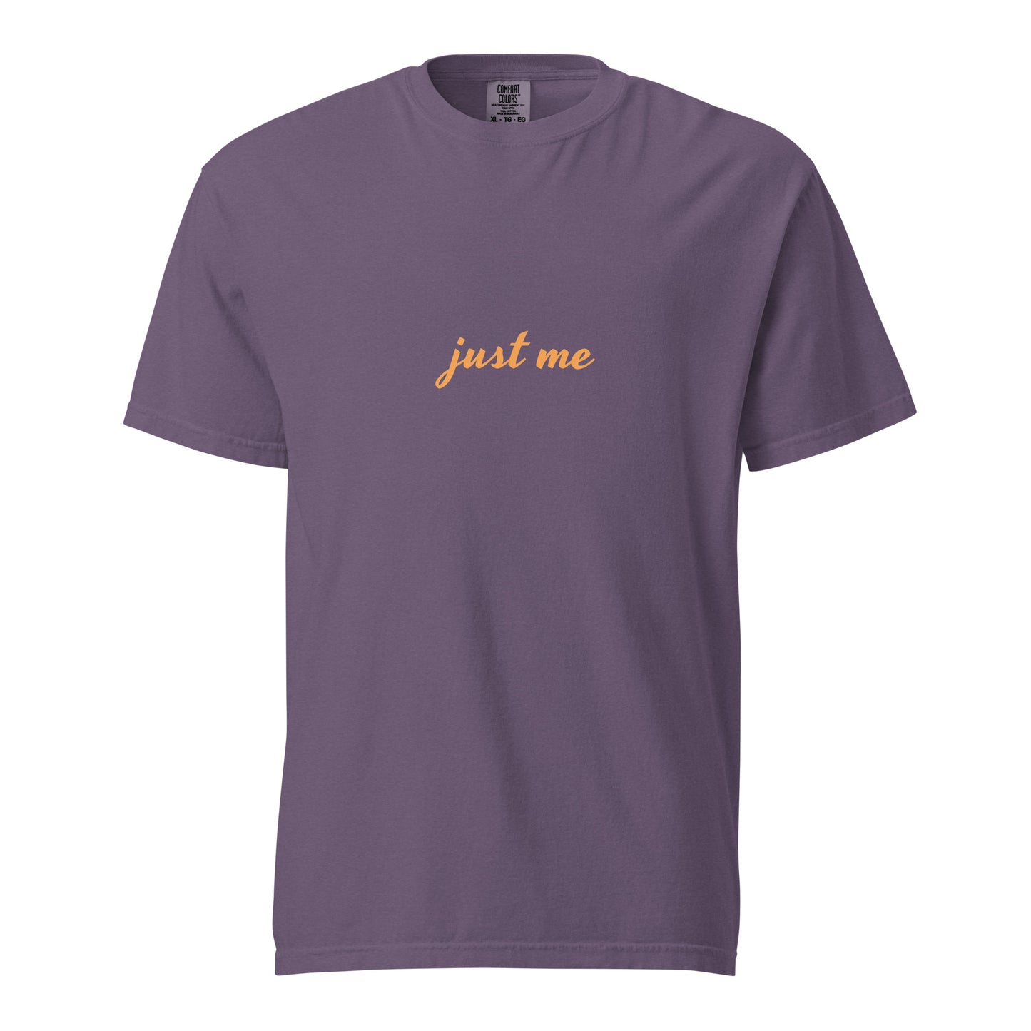 Unisex garment-dyed heavyweight T-shirt from wayward.biz in grape color, front view showing soft fabric and classic fit.