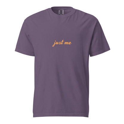Unisex garment-dyed heavyweight T-shirt from wayward.biz in grape color, front view showing soft fabric and classic fit.