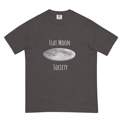Unisex garment-dyed heavyweight T-shirt by Flat Moon Society in dark graphite, front view showing soft fabric and classic fit.