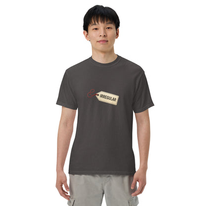 Unisex garment-dyed heavyweight T-shirt in graphite color with a front view, casual style by wayward.biz