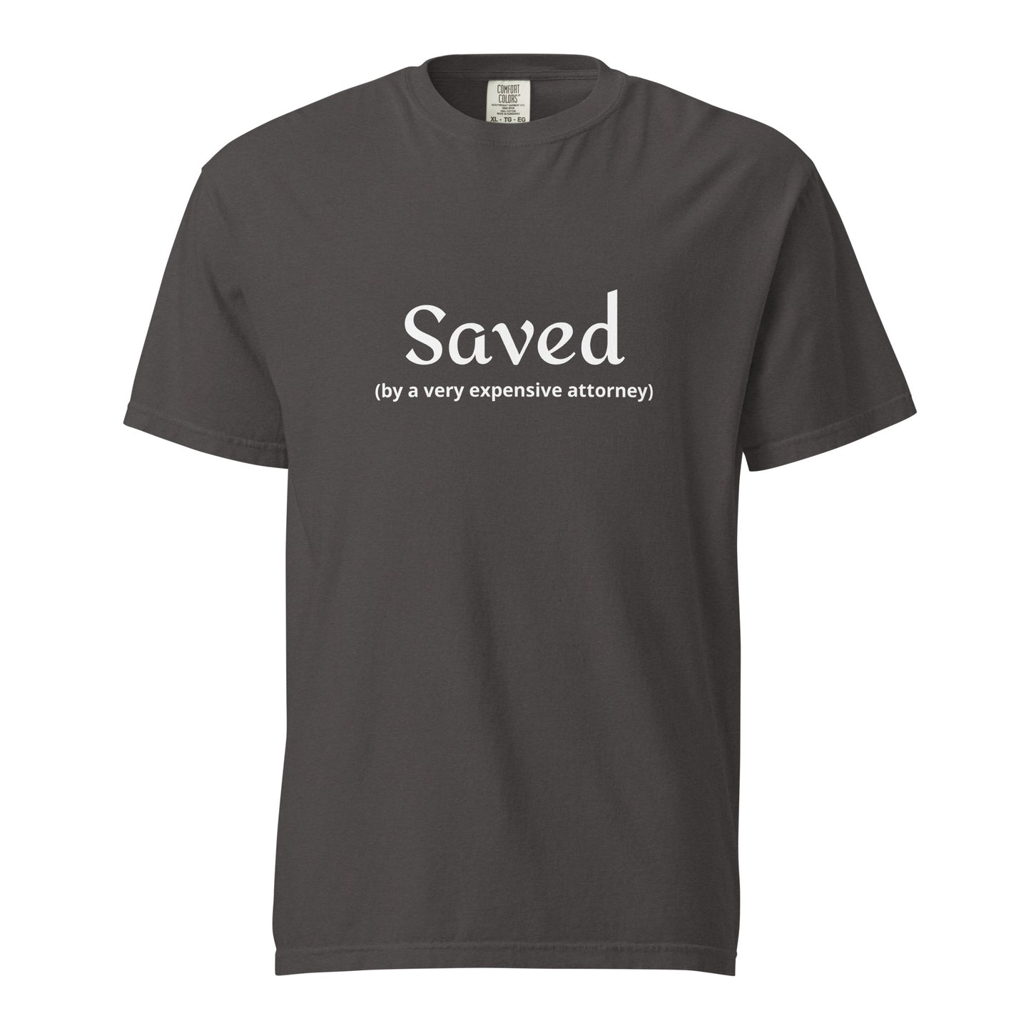 Unisex heavyweight T-shirt in graphite by wayward.biz, featuring a garment-dyed fabric and a comfortable fit.