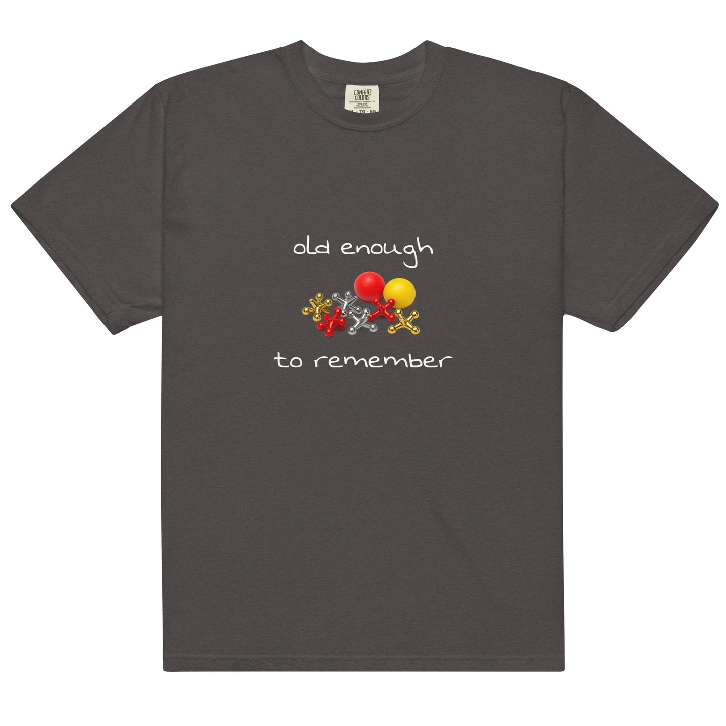 Unisex garment-dyed heavyweight T-shirt by Wayward.biz in graphite with front design, durable and comfortable casual wear.