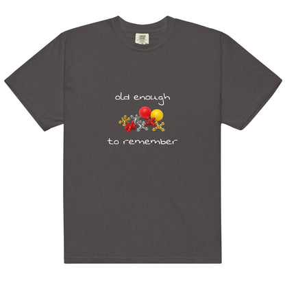 Unisex garment-dyed heavyweight T-shirt by Wayward.biz in graphite with front design, durable and comfortable casual wear.
