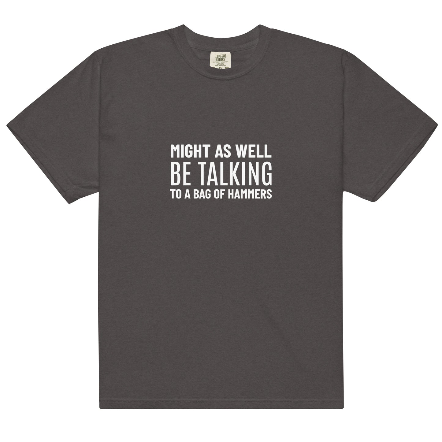Unisex garment-dyed heavyweight graphite T-shirt by wayward.biz featuring a simple front design.