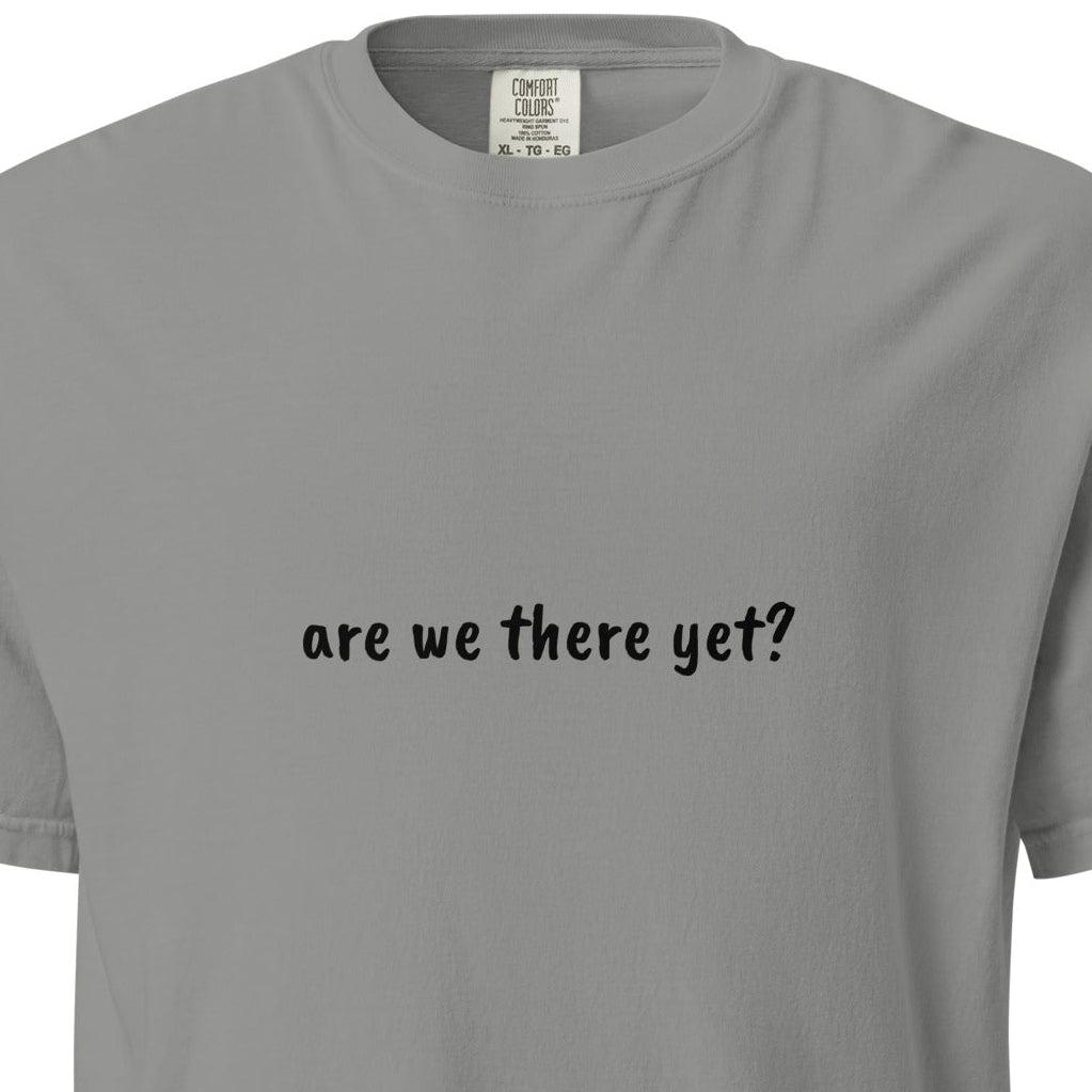 Unisex garment-dyed heavyweight grey T-shirt from wayward.biz, front view showing soft fabric and casual fit.