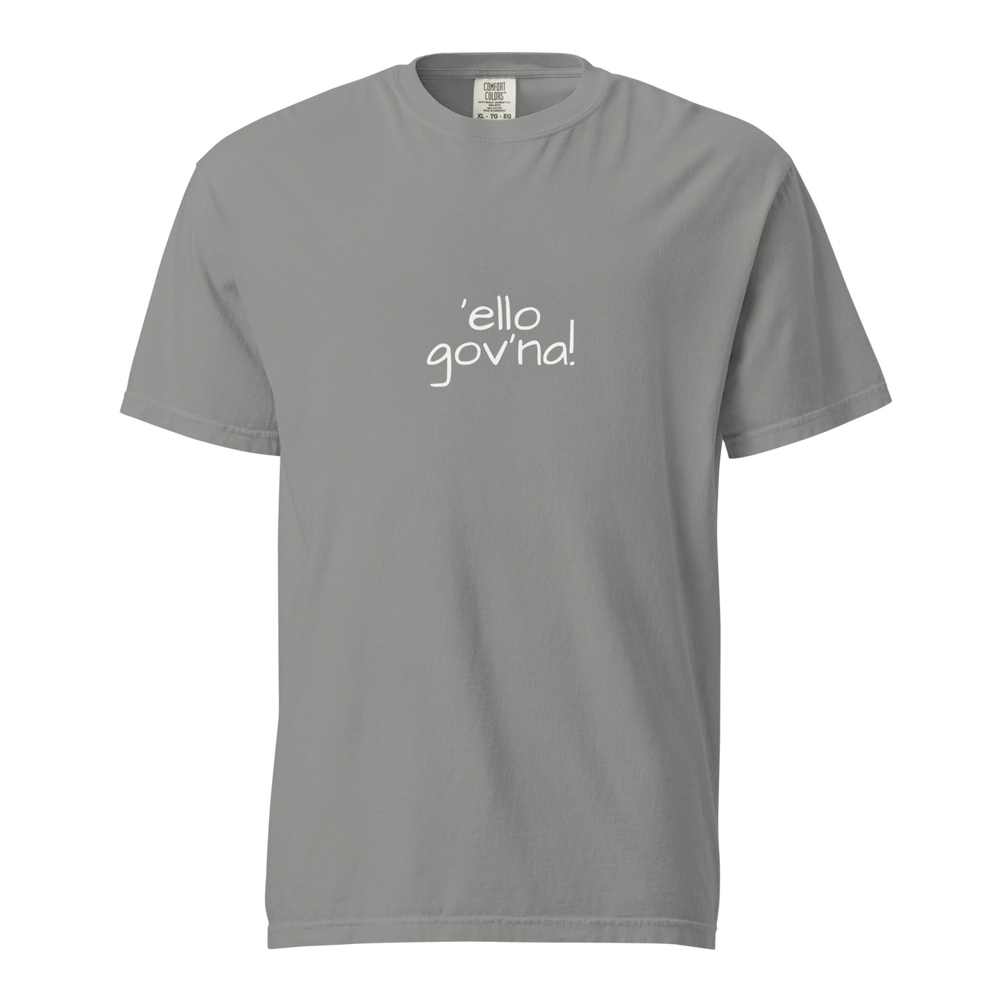 Unisex grey garment-dyed heavyweight T-shirt by wayward.biz, front view showing soft fabric and classic fit.