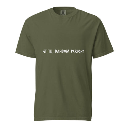 Unisex dark garment-dyed heavyweight hemp T-shirt from wayward.biz, front view showing relaxed fit and soft fabric.
