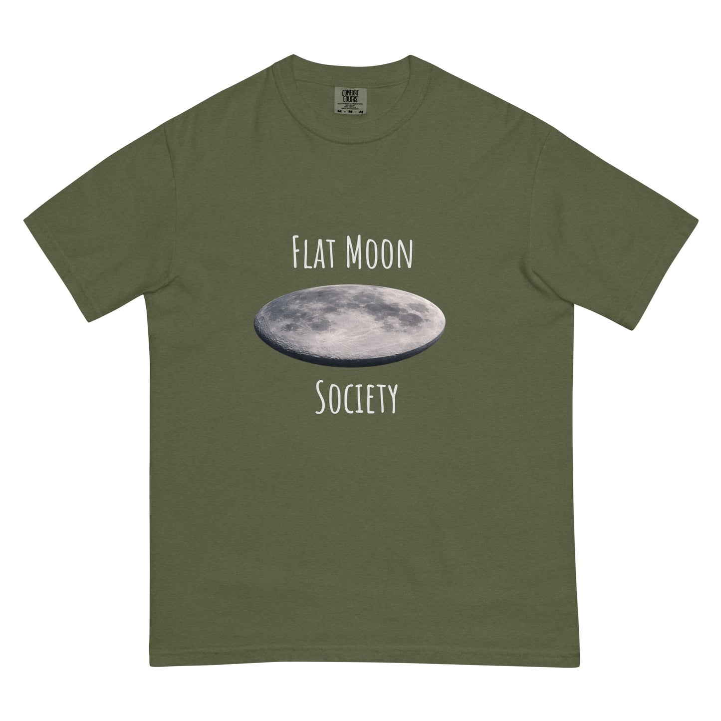 Unisex garment-dyed heavyweight hemp T-shirt from Flat Moon Society in dark color, featuring a relaxed fit and natural fabric texture.