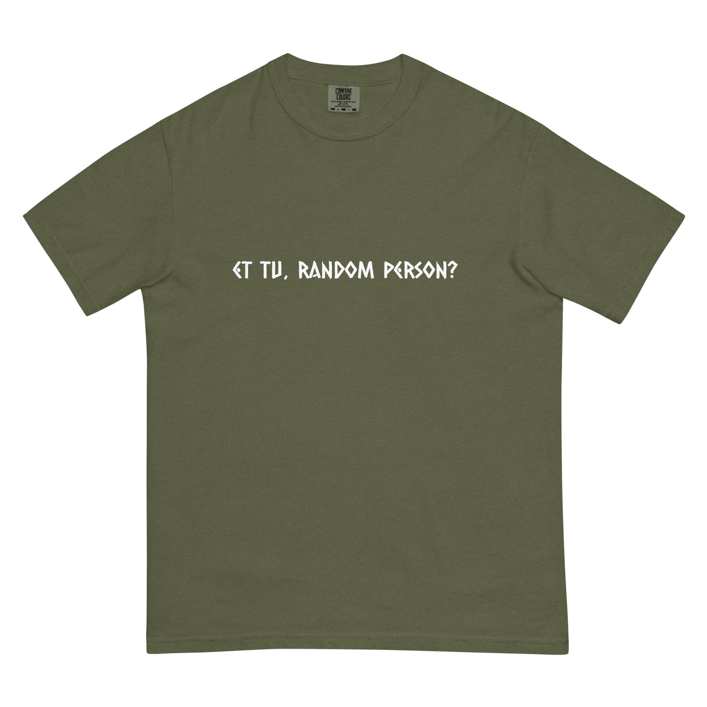 Unisex dark garment-dyed heavyweight hemp T-shirt by wayward.biz, front view showing soft fabric and casual fit.