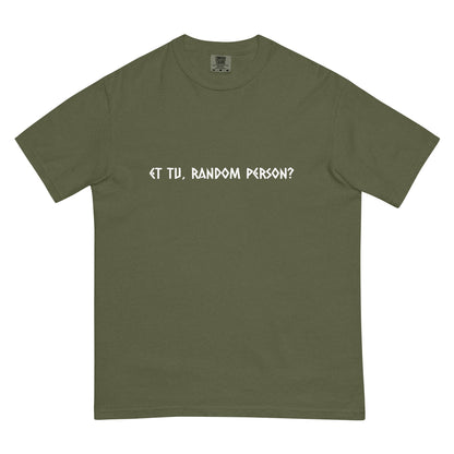 Unisex dark garment-dyed heavyweight hemp T-shirt by wayward.biz, front view showing soft fabric and casual fit.