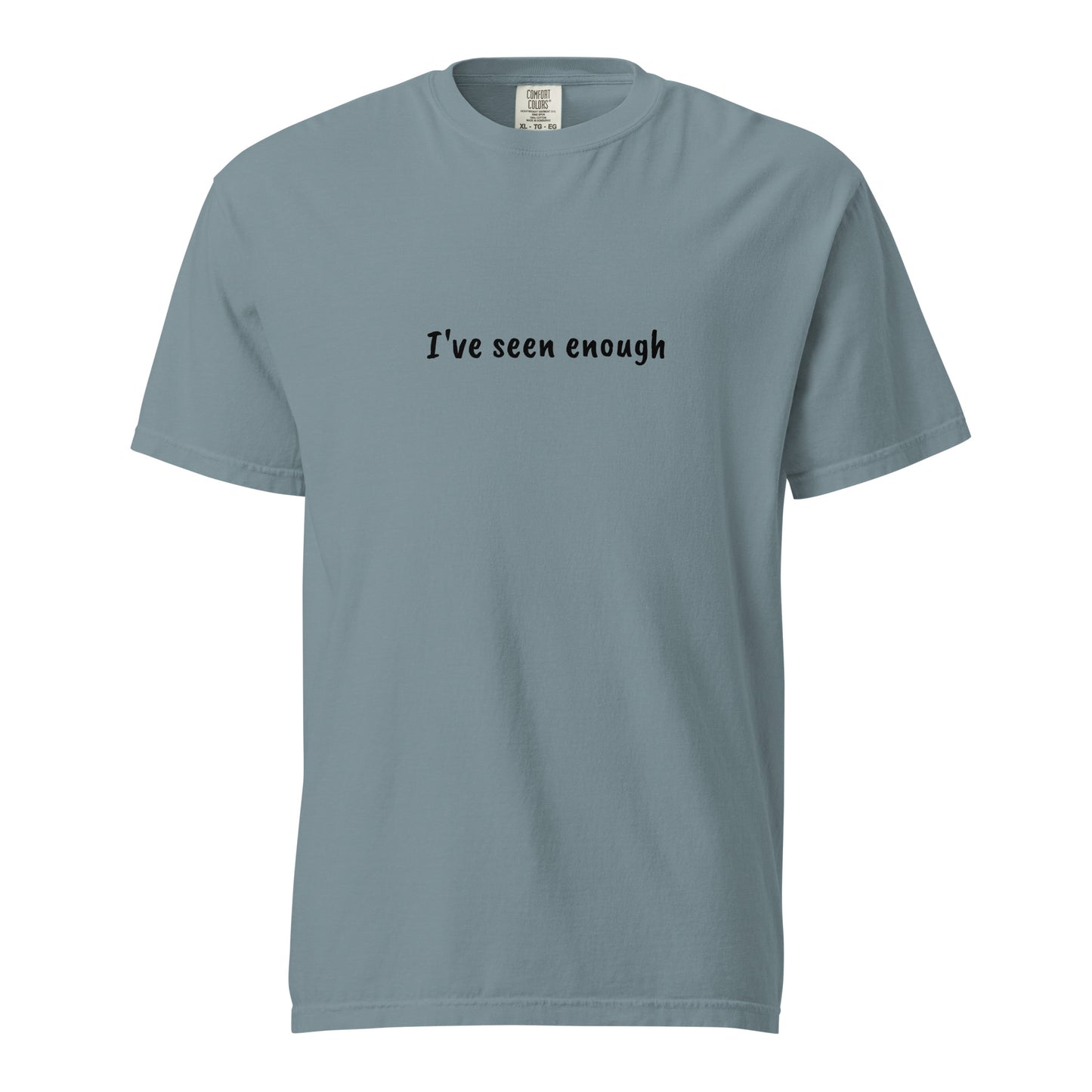 Unisex garment-dyed heavyweight T-shirt by wayward.biz in light ice blue, front view showing soft fabric and casual fit.