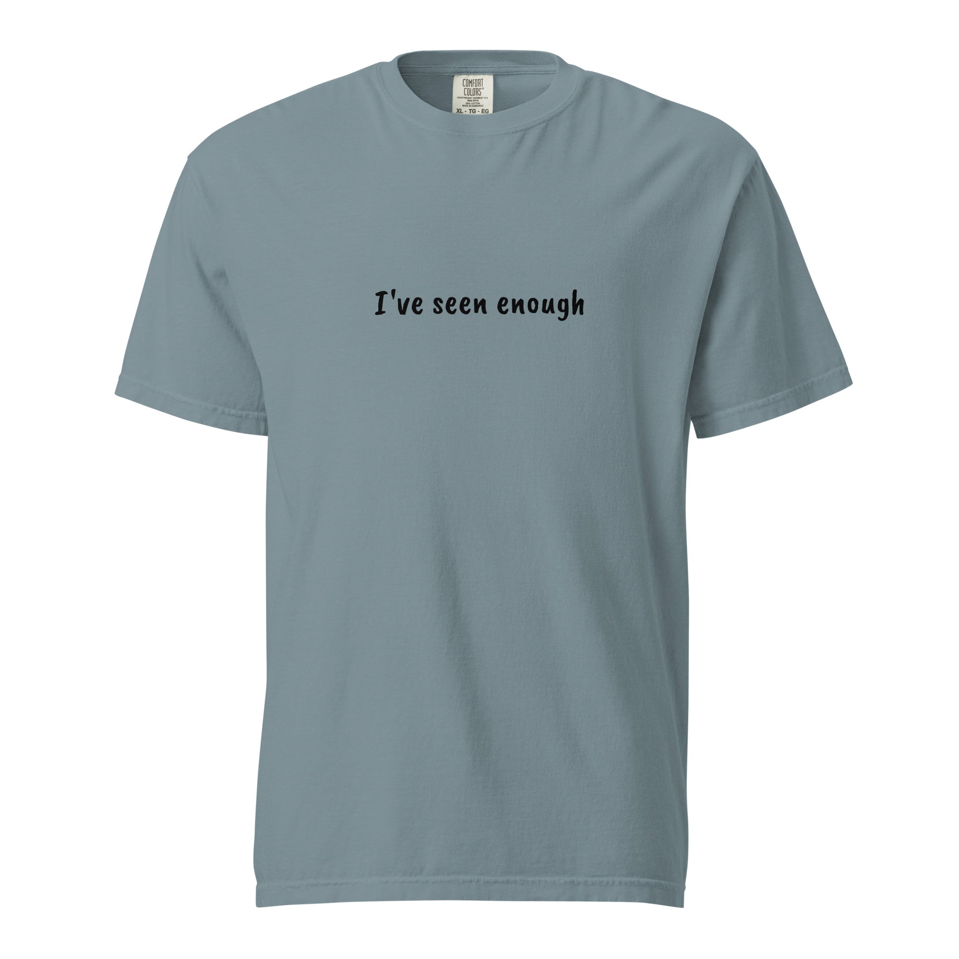 Unisex garment-dyed heavyweight T-shirt by wayward.biz in light ice blue, front view showing soft fabric and casual fit.