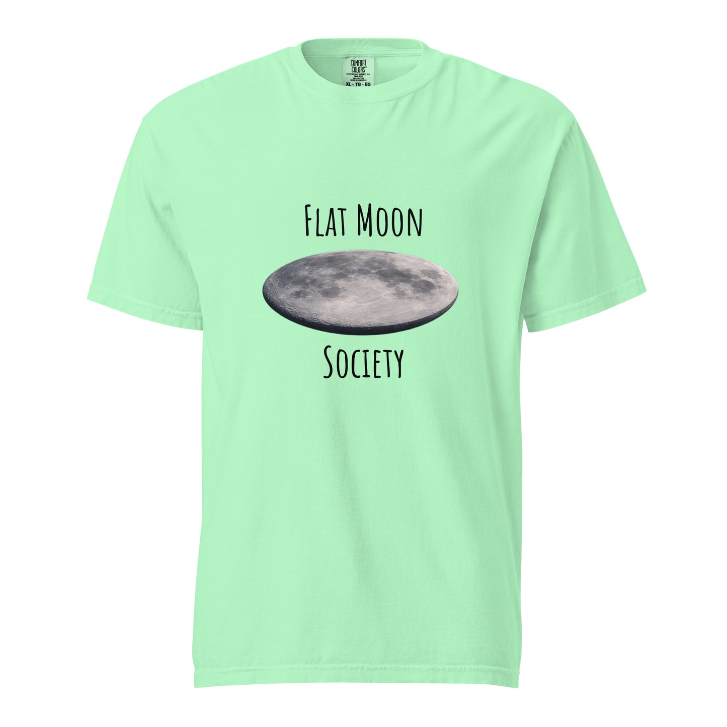 Unisex flat moon society garment-dyed heavyweight t-shirt in light color with island reef design on front, casual and comfortable.